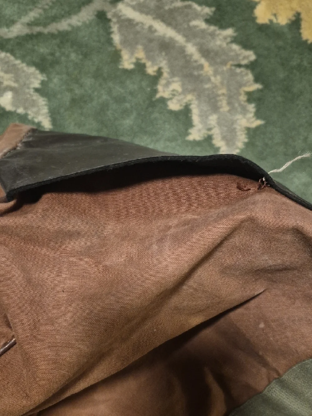 L.L. Bean Brown Canvas Duffel with Green Straps
